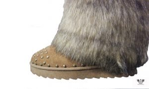 FAUX FUR HUNTER BOOTS BROWN side